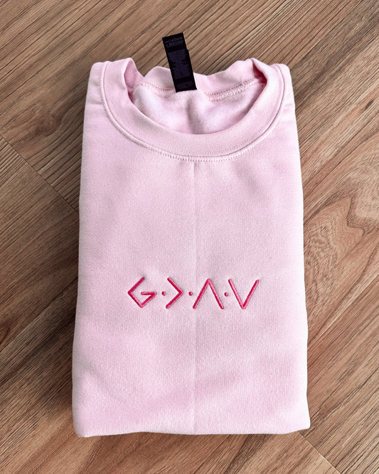 God Is Greater Than Highs & Lows Embroidered Sweatshirt