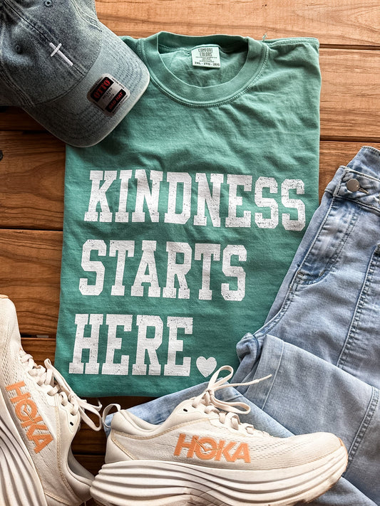 Kindness Starts Here Graphic Tee | Teacher Kindness Shirt