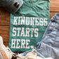 Kindness Starts Here Graphic Tee | Teacher Kindness Shirt