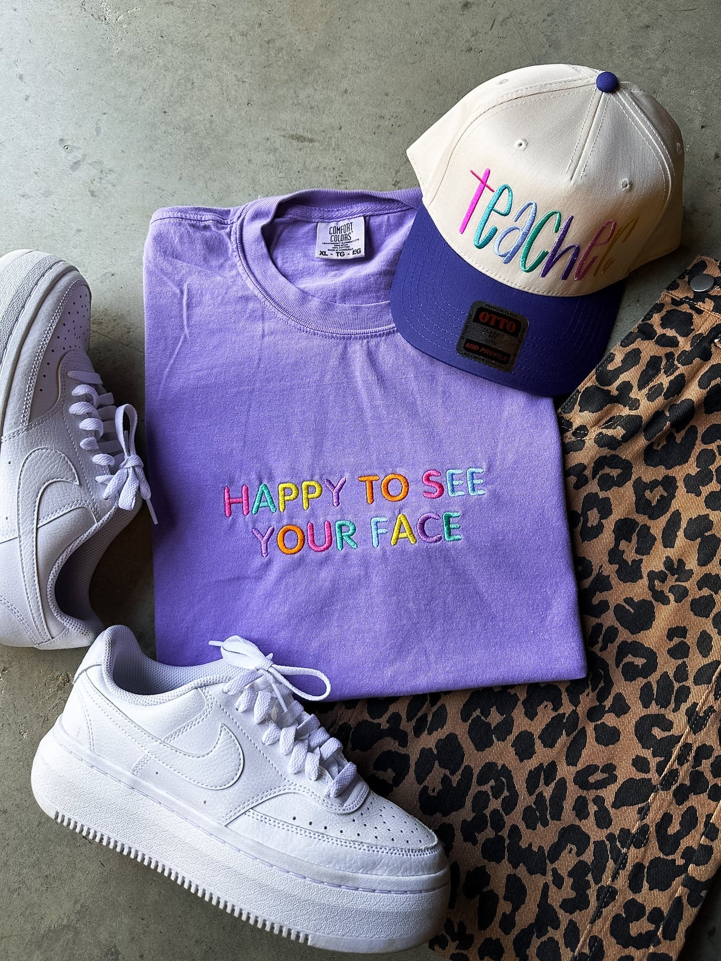 Happy to See Your Face Embroidered Teacher Shirt